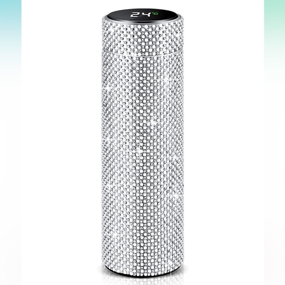 Rhinestone Stainless Steel Vacuum Insulated Water Bottle Thermos LED Temperature